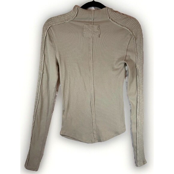 We The Free People Top Women XS Beige Knit Tunic Cotton Blend‎ Stretch - Picture 2 of 9